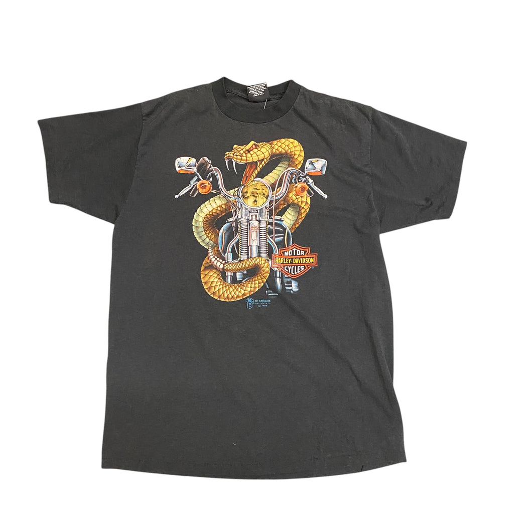 1989 Harley Davidson 3D Emblem Snake T-shirt