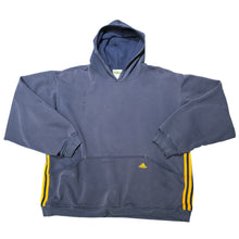 Load image into Gallery viewer, 90’s Adidas Pullover Navy Yellow Stripe Hoodie
