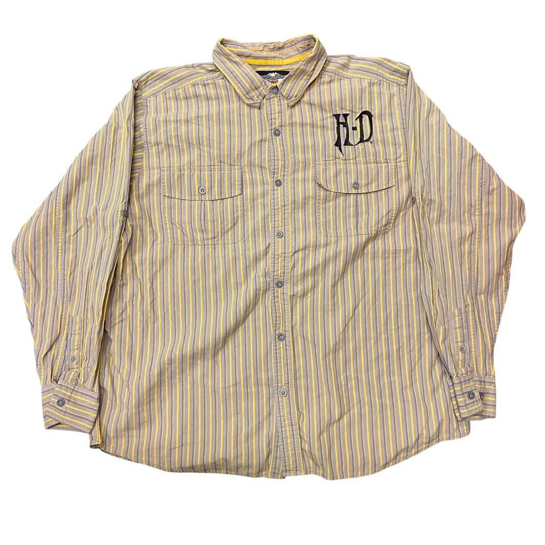 Y2K Harley Davidson Pinstripe Button Up Shirt