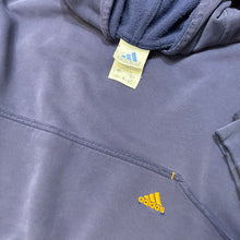 Load image into Gallery viewer, 90’s Adidas Pullover Navy Yellow Stripe Hoodie
